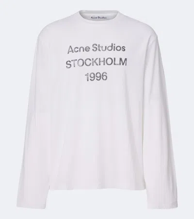 Acne Studios Logo Cotton-blend Jersey T-shirt In White