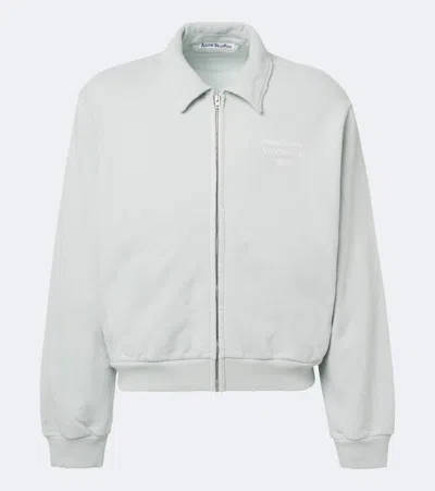 Acne Studios Logo Cotton-blend Zip-up Sweatshirt In Gray