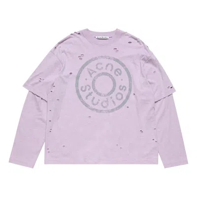 Pre-owned Acne Studios Logo Crew Neck Long-sleeve T-shirt 'faded Purple' | Women's Size Xxl