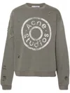 Acne Studios Franziska Button Logo Print Sweatshirt In Grey