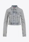 Acne Studios Light Blue Jacket With Jacquard Monogram In Denim Woman In Blue