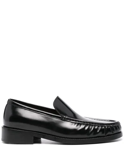 Acne Studios Stamped Monogram Calf Leather Loafers In Black