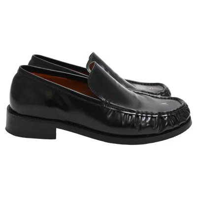 Acne Studios Stamped Monogram Calf Leather Loafers In Black