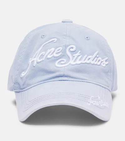 Acne Studios Logo Denim Baseball Cap In White