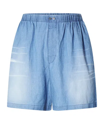 Acne Studios Logo Denim Shorts In Blue