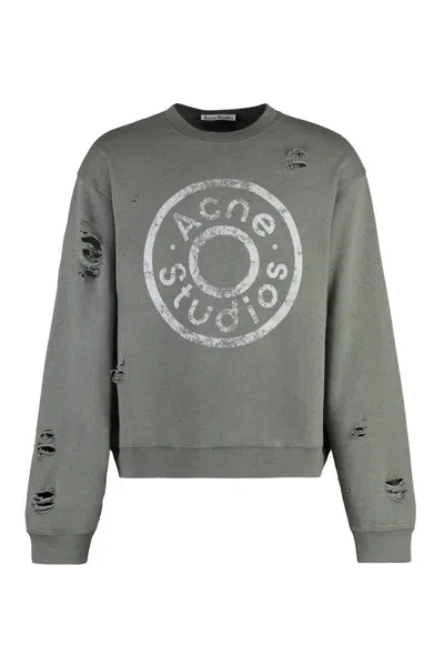 Acne Studios Logo Detail Cotton Sweatshirt In Green