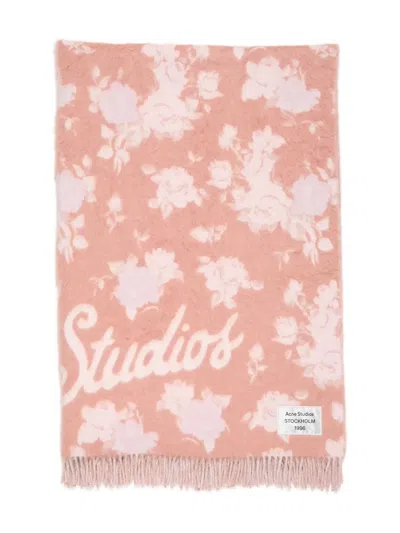 Acne Studios Logo-detail Scarf In Pink