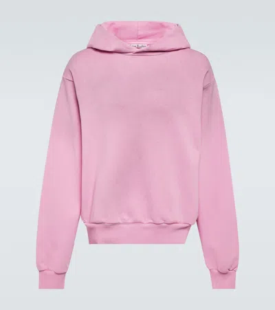 Acne Studios Logo Distressed Jersey Hoodie In Cotton Candy Pink