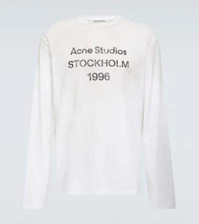 Acne Studios Logo Distressed Jersey T-shirt In Dusty White