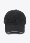 Acne Studios Faded Black Baseball Cap With Embroidered Logo In Black
