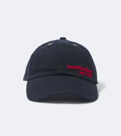 Acne Studios Logo Embroidered Baseball Cap In Blue