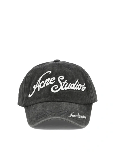 Acne Studios Logo Embroidered Baseball Cap In Grey
