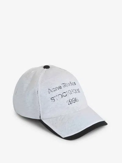 Acne Studios Carliy Layered Logo-print Cotton And Hemp-blend Jersey And Twill Baseball Cap In Gray
