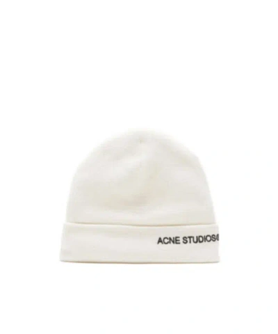 Acne Studios Logo-embroidered Beanie In White