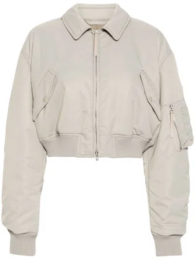 Acne Studios Logo-embroidered Bomber Jacket In White