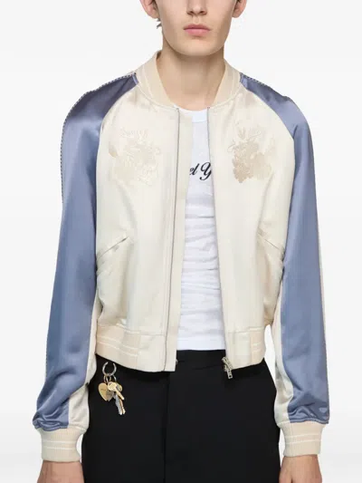 Acne Studios Logo-embroidered Bomber Jacket In Neutral