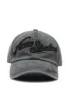 Acne Studios Washed-out Black Baseball Cap With Logo Embroidery Men In Black