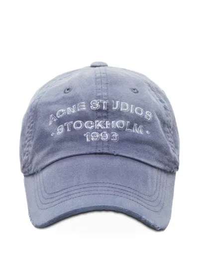 Acne Studios Logo Embroidered Cap In Blue