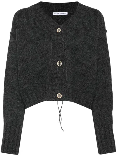 Acne Studios Logo-embroidered Cardigan In Grey