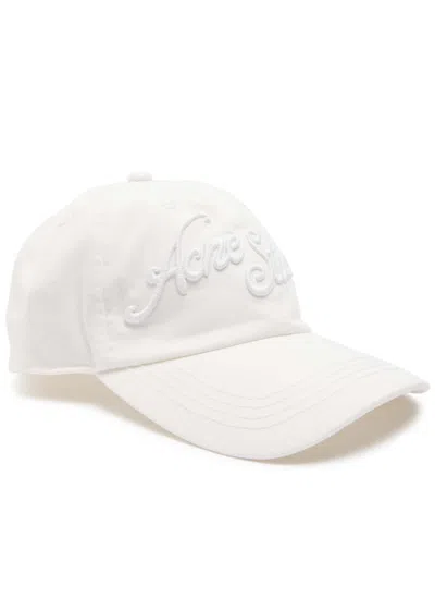 Acne Studios Logo-embroidered Cotton Cap In White