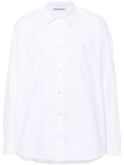 Acne Studios Logo-embroidered Cotton Shirt In White