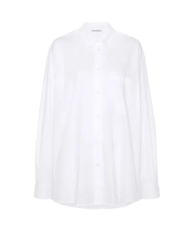 Acne Studios Logo-embroidered Cotton Shirt In White