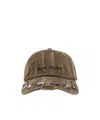 Acne Studios Logo Embroidered Distressed Baseball Cap In Brown