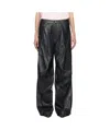 Acne Studios Logo-embroidered Leather Trousers In Black