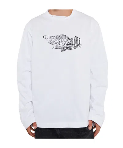Acne Studios Logo Embroidered Long-sleeve T-shirt In White