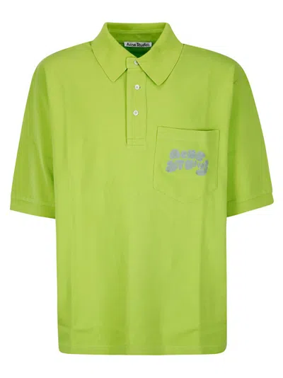 Acne Studios Logo Embroidered Polo Shirt In Green