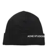 Acne Studios Embroidered Logo Wool Blend Beanie In Black