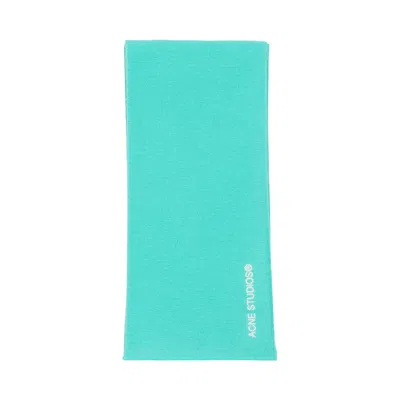 Pre-owned Acne Studios Logo Embroidered Scarf 'turquiose Blue' | Men's Size Onesize