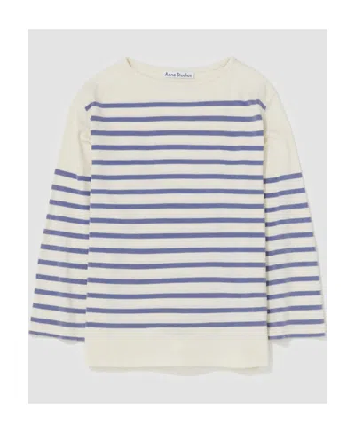 Acne Studios Logo-embroidered Striped Jumper In White