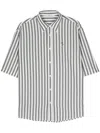 Acne Studios Embroidered Initials Striped Shirt In Black