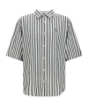 Acne Studios Embroidered Initials Striped Shirt In Gray