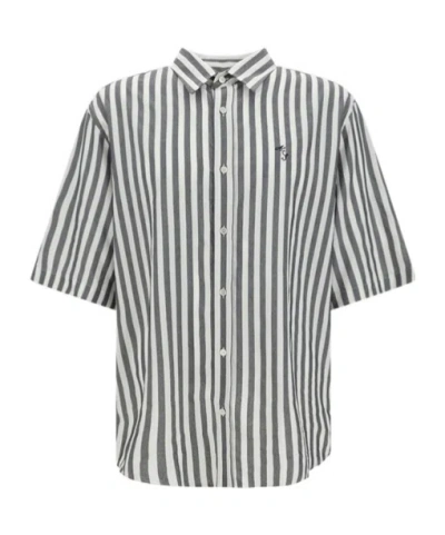 Acne Studios Embroidered Initials Striped Shirt In Patterned White