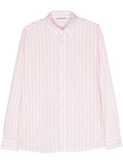 ACNE STUDIOS LOGO-EMBROIDERED STRIPED SHIRT