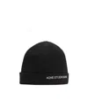 Acne Studios Embroidered Logo Wool Blend Beanie In Black