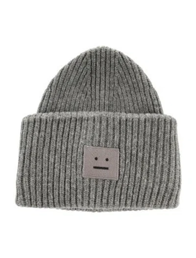 Pre-owned Acne Studios Logo Embroidered Woven Beanie In Gray