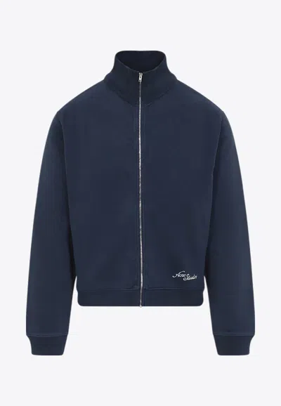 Acne Studios Logo-embroidered Zip-up Sweatshirt In Blue