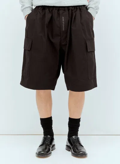 Acne Studios Logo Embroidery Ripstop Shorts In Brown