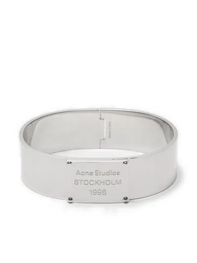 Acne Studios Logo-engraved Bracelet In White