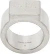 Acne Studios Rectangular-logo Signet Ring In Silver