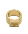 Acne Studios Logo-engraved Square-face Ring In Gold