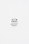 Acne Studios Logo Engraved Signet Ring In Silver