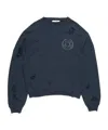 Acne Studios Distressed Logo Sweatshirt In Blue