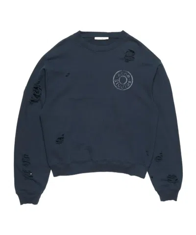 Acne Studios Distressed Logo Sweatshirt In Blue