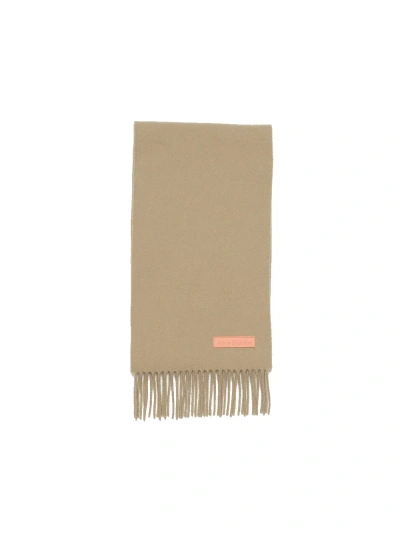 Acne Studios Logo Fringe Scarf In Neutral