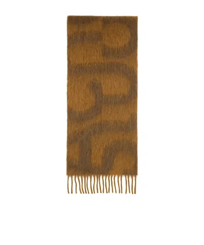 Acne Studios Brown Logo Scarf In 59c Caramel Brown