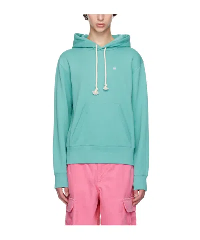 Acne Studios Logo Hooded Sweater In Green